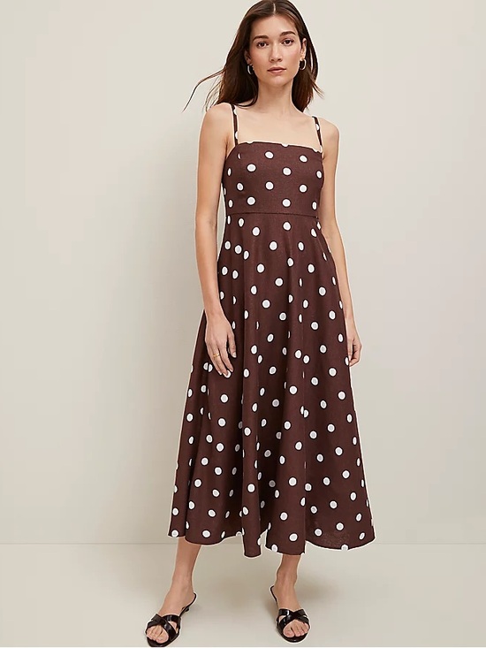 Ann Taylor Dresses & Skirts - Ann Taylor Brown Polka Dot Slip Dress